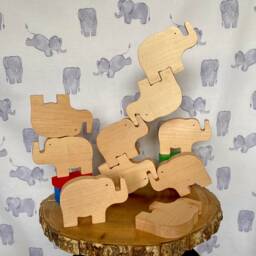Maple Stacking Elephants Montessori Wooden Toy, Toddler Gift - thumbnail 1