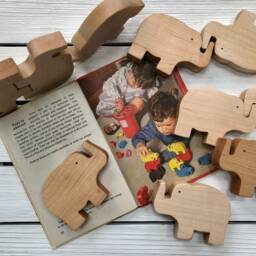 Maple Stacking Elephants Montessori Wooden Toy, Toddler Gift - thumbnail 3