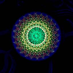 Uv Psychedelic Green Purple Mandala String Art, 13x13cm/5 Inches, Handmade Wall Art, 3D, Black Light, Home Decor, Wall Hanging, Yoga, Thread&nails - thumbnail 3