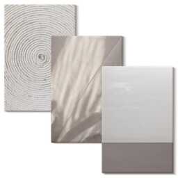 Canvas Set Of 3 - Delicate Natural Textures in Boho Style, Beige Large Wall Art, Hanging Piece - thumbnail 2