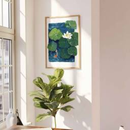 Koi Fish & Lotus Gouache Painting Zen Series Art Print N.01 - thumbnail 3