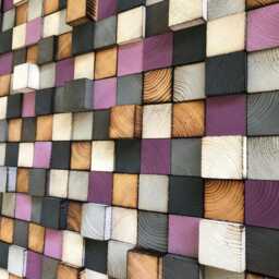 Reclaimed Wood Mosaic Wall Art - Gray, Purple, & Natural - thumbnail 3