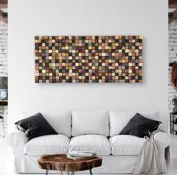 Reclaimed Wood Mosaic Wall Art - Gray, Purple, & Natural