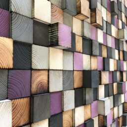 Reclaimed Wood Mosaic Wall Art - Gray, Purple, & Natural - thumbnail 2