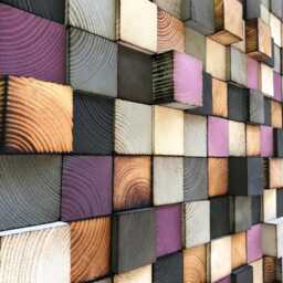Reclaimed Wood Mosaic Wall Art - Gray, Purple, & Natural - thumbnail 4