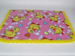 Yellow Rubber Ducks Fleece Baby Blanket in Pink