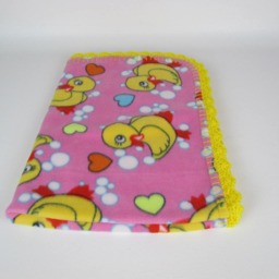 Yellow Rubber Ducks Fleece Baby Blanket in Pink - thumbnail 2