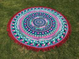 Round Towel, Roundie, Beach & Picnic Blanket, Boho , Picnic Blanket, Cotton Printed Screenprinted