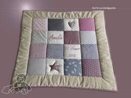 Crawling Blanket With Name, Baby Blanket, Crawling Name Amelie Patchwork Personalized - thumbnail 1