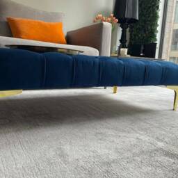 Handmade Chesterfield Velvet Footstool Coffee Table With Gold Feet - thumbnail 3