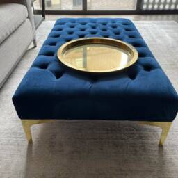 Handmade Chesterfield Velvet Footstool Coffee Table With Gold Feet - thumbnail 2