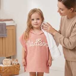 Personalized Hand-Crocheted Name Hooded Baby Towel, Custom Flower Mothers Day Gift For New Mom