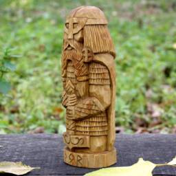 Hand Carved Wooden Thor Statue. - 7.8 Inches Norse Vikings God Figurine - thumbnail 2