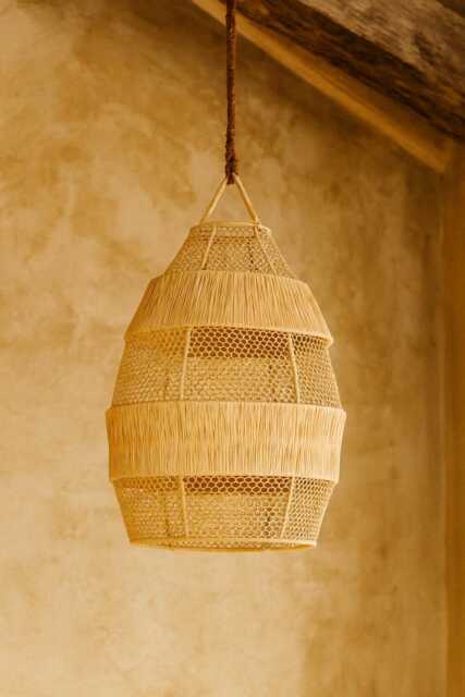 Raffia Pendant Light - Handwoven Hanging Lampshade in Natural - image 1
