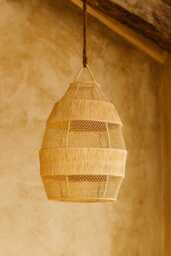 Raffia Pendant Light - Handwoven Hanging Lampshade in Natural - thumbnail 1