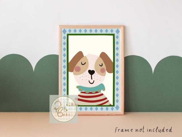 Bright Kids Dog Print. Perfect For A Nursery, Bedroom Or Playroom. Cute Animal Print - Unframed - image 1