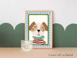 Bright Kids Dog Print. Perfect For A Nursery, Bedroom Or Playroom. Cute Animal Print - Unframed - thumbnail 1