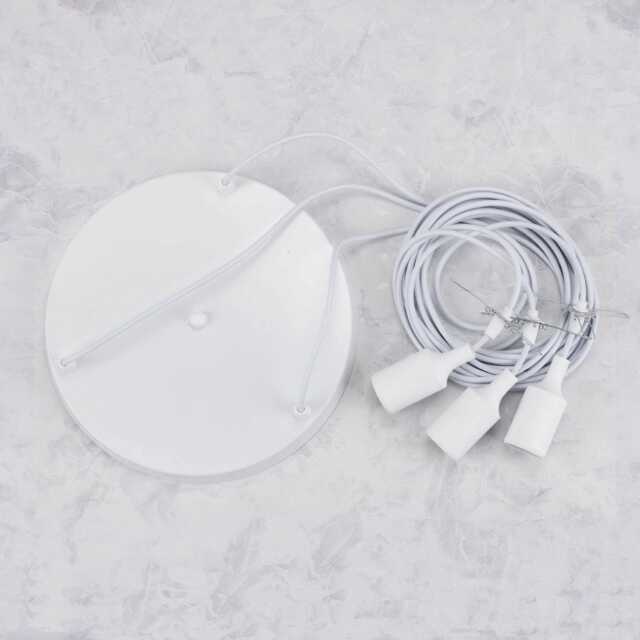 Cluster Pendant Light Cable Set - Rattan & Rope White Black Hardwired Canopy Ceiling Fixture - image 1