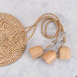 Cluster Pendant Light Cable Set - Rattan & Rope White Black Hardwired Canopy Ceiling Fixture - thumbnail 4