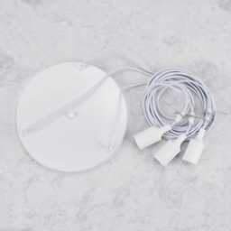 Cluster Pendant Light Cable Set - Rattan & Rope White Black Hardwired Canopy Ceiling Fixture - thumbnail 1