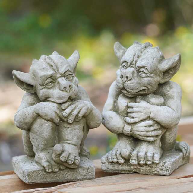Watchful Gargoyle Stone Statue Gremlin Sprite Outdoor Garden Ornament Finials British Gift - image 1