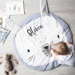 Personalised Bunny Playmat - Soft Cotton Baby Mat With 3D Ears - thumbnail 4