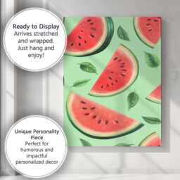 Fresh Watermelon Slice Summer Repeat Pattern Canvas Wall Art Print Decor Picture Ready To Hang - thumbnail 3