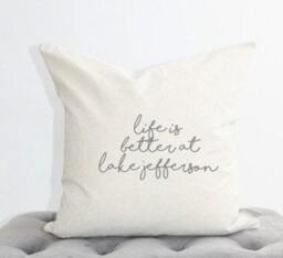 Personalized Life Is Better At The Lake Pillow Cover, House Pillow, Decor, Cabin, Housewarming Gift, Word - thumbnail 1