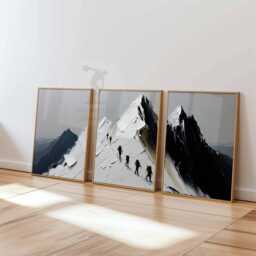 Set Of 3 Mountain Climbing Posters, Abstract Alpine Wall Art Prints, Adventure Hiking Home Decor - thumbnail 3