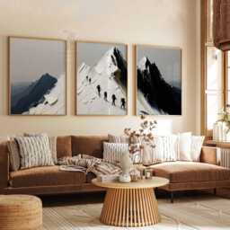 Set Of 3 Mountain Climbing Posters, Abstract Alpine Wall Art Prints, Adventure Hiking Home Decor - thumbnail 2