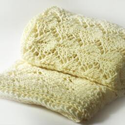 Knit Merino Wool Baby Blanket White Pram Blanket - 75x90 cm - thumbnail 3