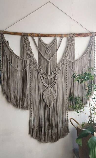 Gray Large Macrame Backdrop, Extra Large Wall Hanging With Tassels, Mural, Wall Decor, Home Decor, Housewarming Gift - image 1
