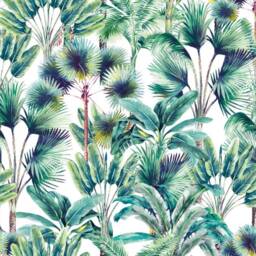 Tropical Palm Trees Velvet Drum Lampshade/Ceiling Shade With A White Lining - thumbnail 2