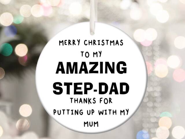 Step-Dad Amazing Stepdad Step Dad Parent Personalised Christmas Bauble Funny Gift Present Keepsake Novelty Tree Xmas For Him