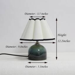 Handmade Beige Fabric Table Lamp With Dark Green Ceramic Base-6# - thumbnail 2