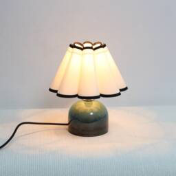 Handmade Beige Fabric Table Lamp With Dark Green Ceramic Base-6# - thumbnail 4