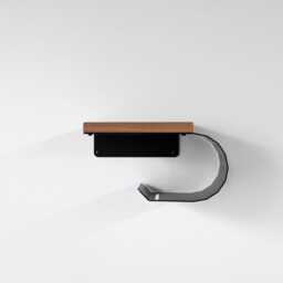 Oak Toilet Paper Holder With Shelf, Handmade Bathroom Decor - thumbnail 3