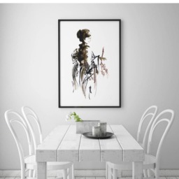 Geisha Art Poster, Minimalist Artwork, Sumi-E, Ink Painting, Maiko Poster - thumbnail 3