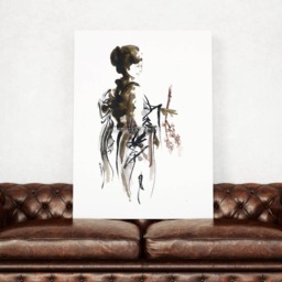 Geisha Art Poster, Minimalist Artwork, Sumi-E, Ink Painting, Maiko Poster - thumbnail 2