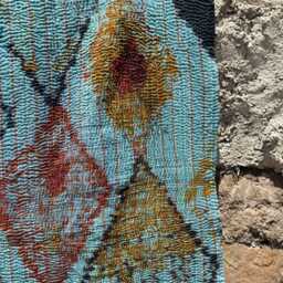 Handmade Persian Kantha Quilt, Cotton Bedspread, Traditional Stitch Art Throw - thumbnail 3