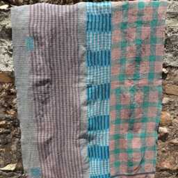 Handmade Persian Kantha Quilt, Cotton Bedspread, Traditional Stitch Art Throw - thumbnail 4