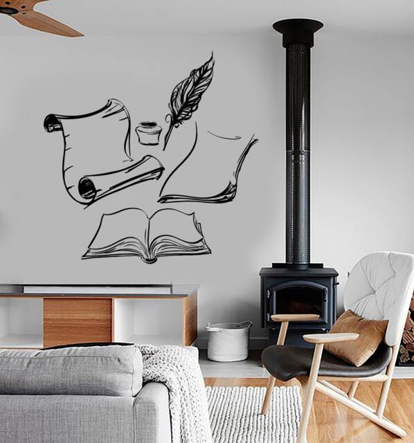 Wall Vinyl Decal Pen Feather Romantic Writer Journalist Amazing Decor 1374Dz - image 1
