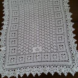 White Lace Hand Crocheted Baby Blanket - thumbnail 4