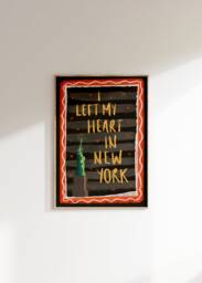 I Left My Heart in New York Wall Art Print - Illustrated By Weezy - thumbnail 1
