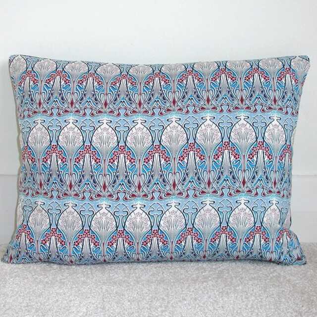 "Blue Cushion Cover Art Nouveau Liberty Ianthe Burgundy Oblong Bolster Pillow Sham Case 16"" 20"" 24"" 26" - image 1