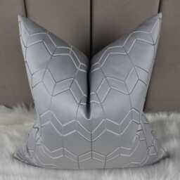 John Lewis & Partners Filmore Fabric Cushion Cover Silver Designer High Quality Satin Polyester Geometric - thumbnail 3