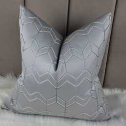 John Lewis & Partners Filmore Fabric Cushion Cover Silver Designer High Quality Satin Polyester Geometric