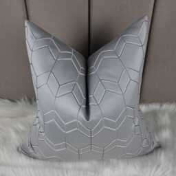 John Lewis & Partners Filmore Fabric Cushion Cover Silver Designer High Quality Satin Polyester Geometric - thumbnail 4