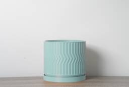 "Sedona Planter With Drainage & Saucer in Cotton Candy Blue, Unique 3D-Printed Plant Pot, Small To Large Sizes 4"" 5"" 6"" 7"" 8"