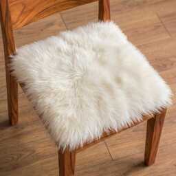 Square Sheepskin Seat Cushion - Elegant Round Wool Pad For Chairs, Luxe Home & Office Decor Comfort - thumbnail 1
